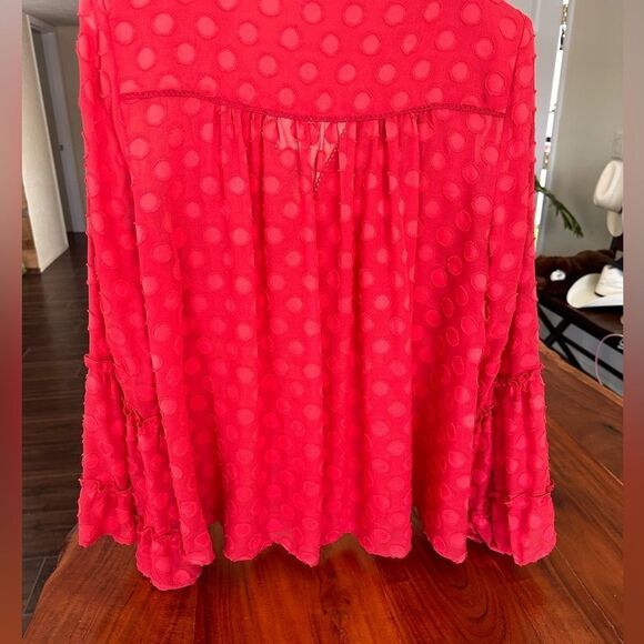 Soft Surroundings Besito Blouse red polka dot bell sleeve sz M - Picture 4 of 15